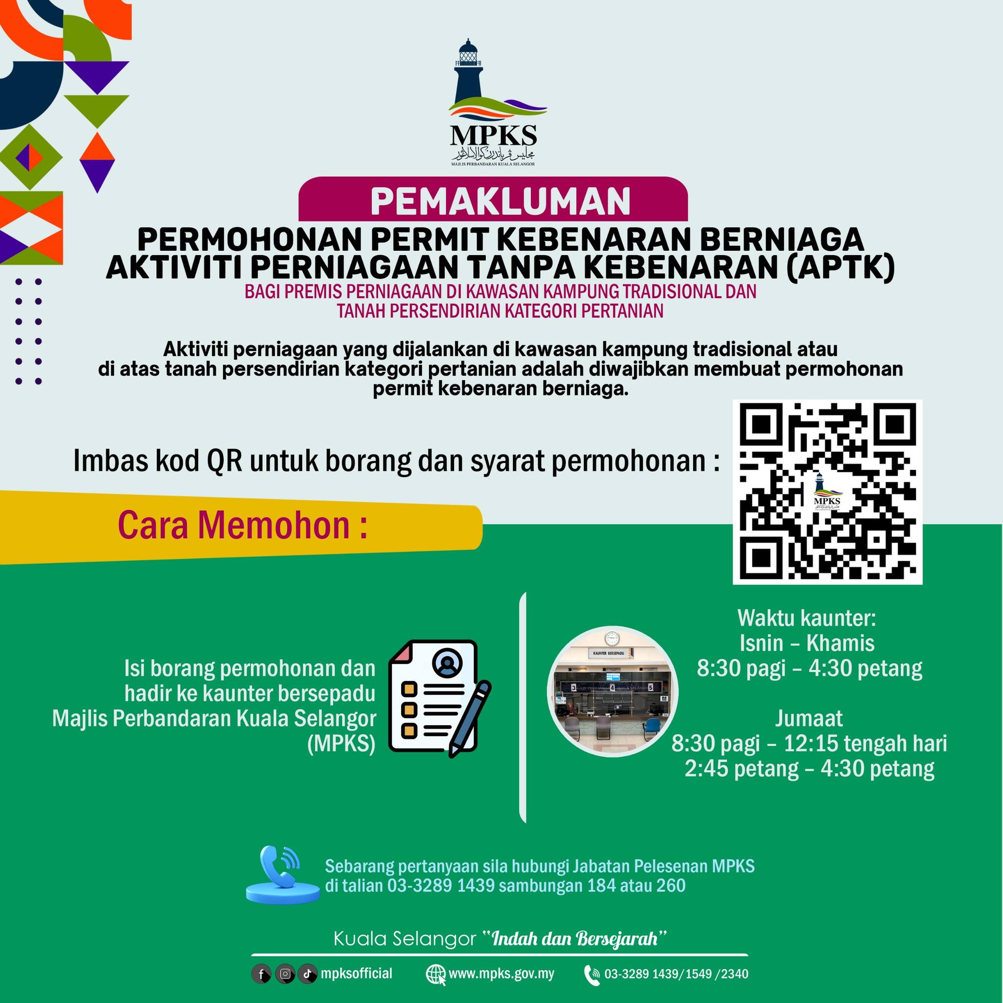 PEMAKLUMAN PERMOHONAN PERMIT KEBENARAN BERNIAGA AKTIVITI PERNIAGAAN TANPA KEBENARAN (APTK)