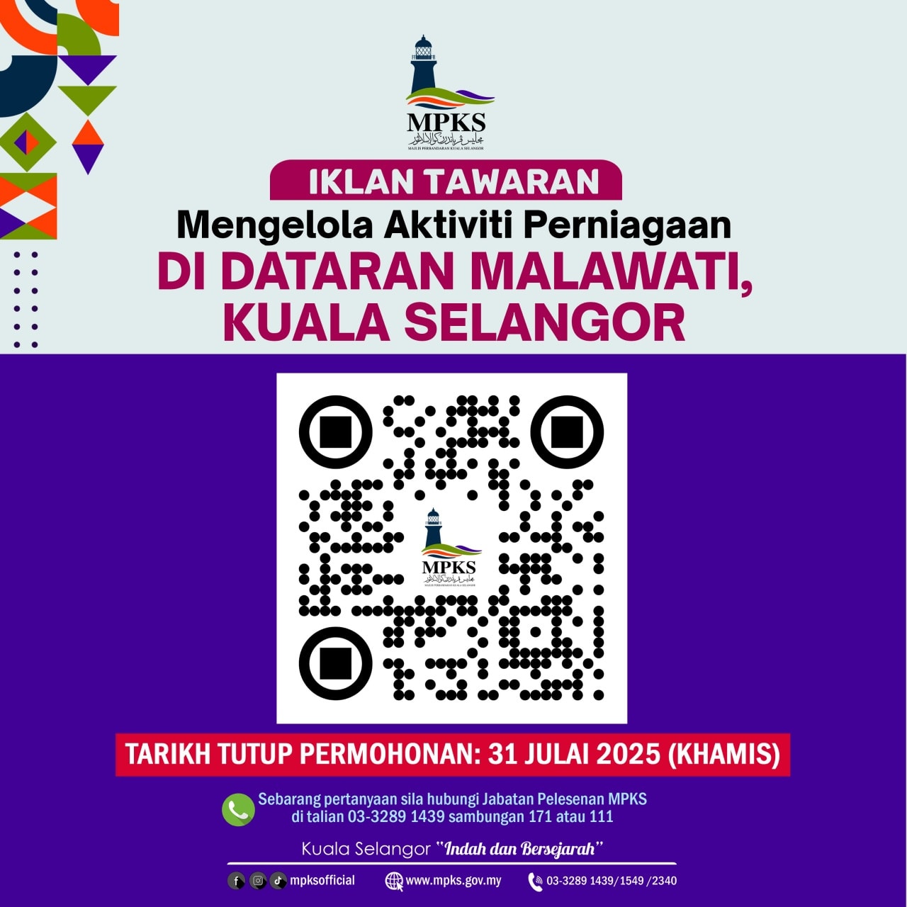 TAWARAN MENGELOLA AKTIVITI PERNIAGAAN DI DATARAN MALAWATI, KUALA SELANGOR.