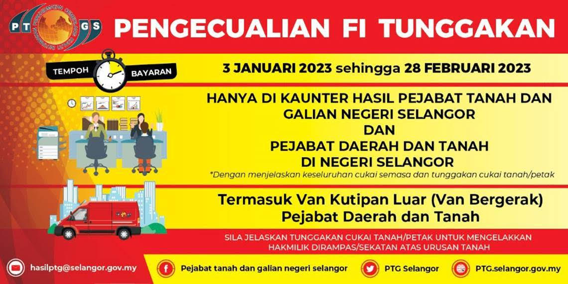 Pengecualian Fi Tunggakan (Caj Denda Lewat) Cukai Tanah dan Cukai Petak