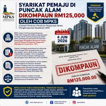 SYARIKAT PEMAJU DI PUNCAK ALAM DIKOMPAUN RM125,000 OLEH COB MPKS